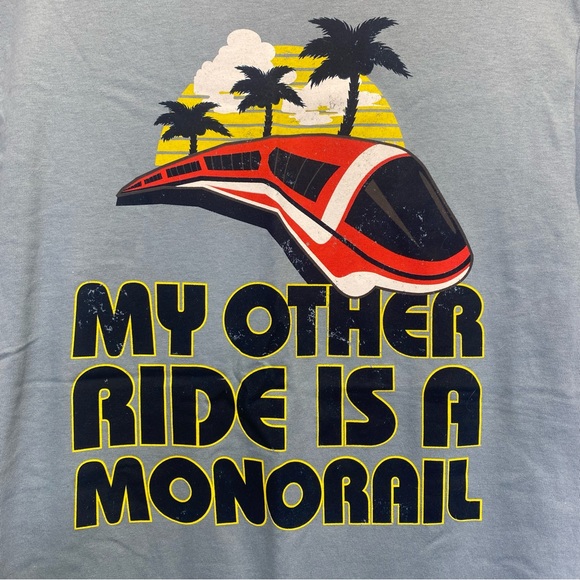 Disney Parks “My Other Ride is a Monorail” Graphic T-Shirt NWT - Picture 2 of 5